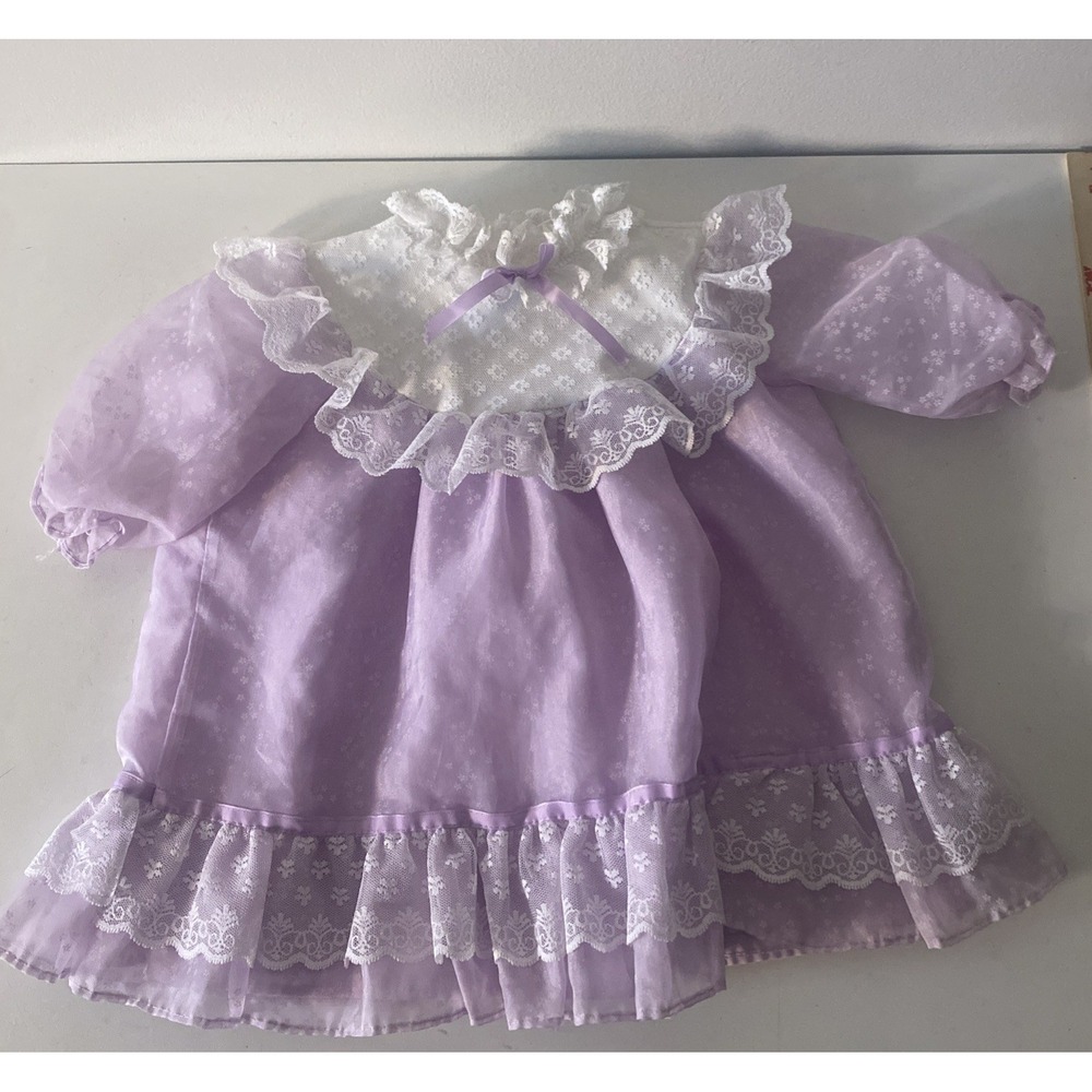 Vintage Girls Sheer Organza Floral Dress Lavender Lace Collar 4T Easter Party